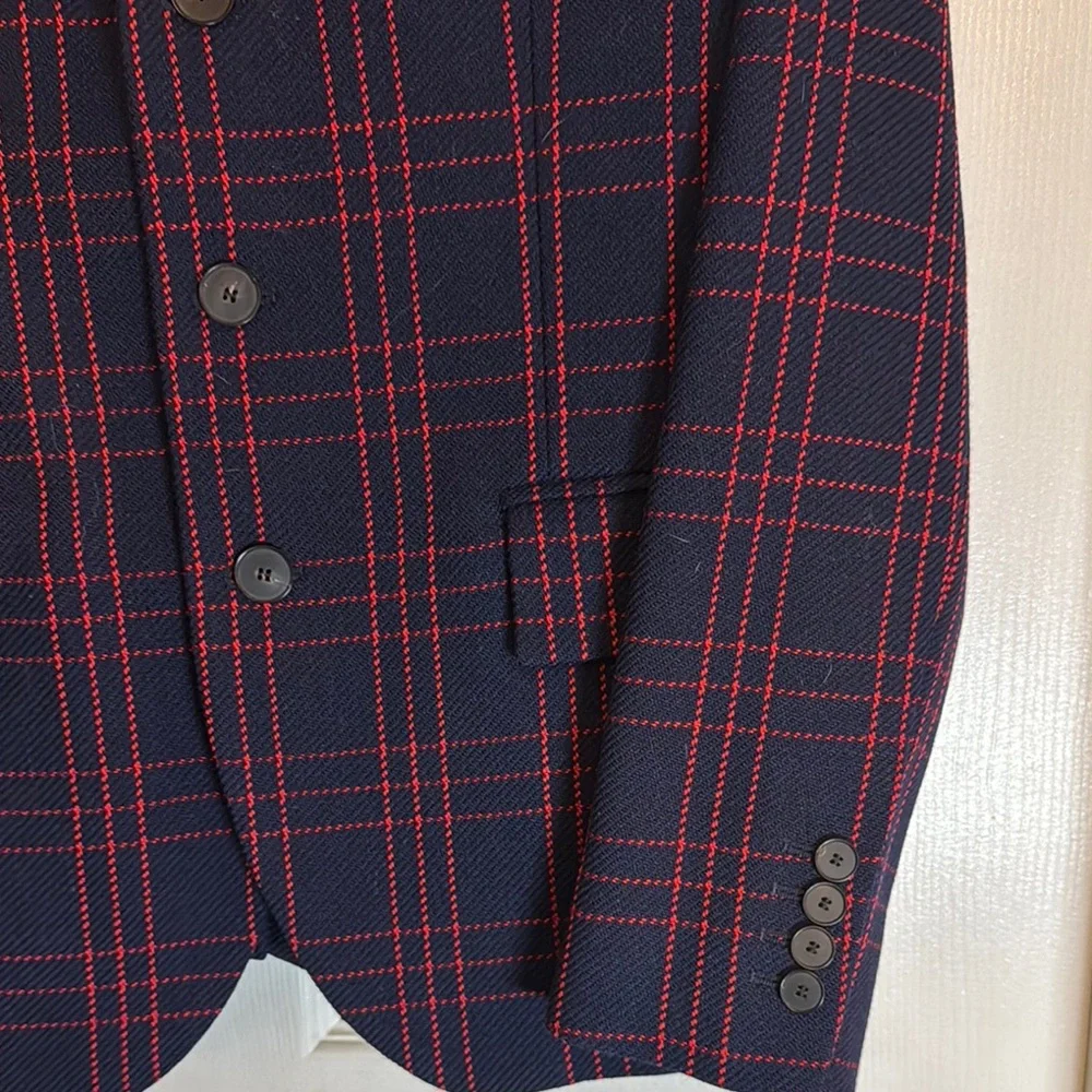 Dior Blue and Red Plaid Blazer Classic Suit Jacket